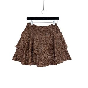 Gilli NWT Leopard Print Tiered Ruffle Skort Womens XS Brown Animal Print Skirt